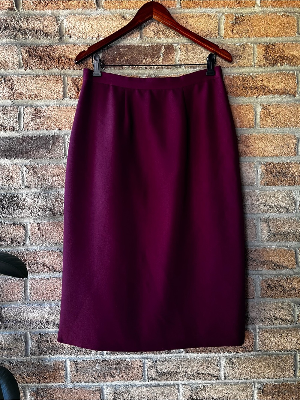 Vintage Burgundy Oxblood High Waist Midi Pencil Skirt Lined Fall